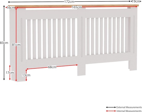 Vida Designs® Arlington XL – Szeroka Drewniana Osłona Grzejnika – Elegancki Front w Stylu Shaker