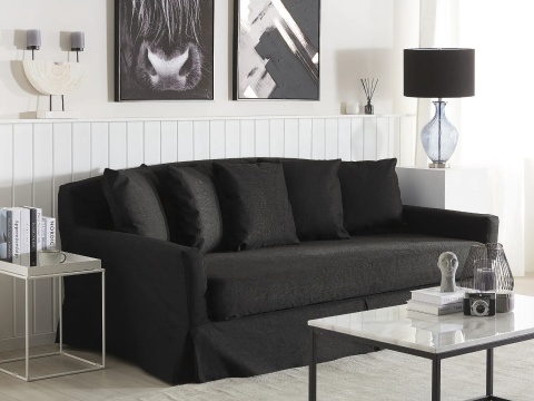 Beliani® GILJA – Klasyczna Sofa 3-Osobowa z Zdejmowanym Pokrowcem (212 x 107 x 89 cm) – Rama z Litego Drewna, Sprężyny Faliste