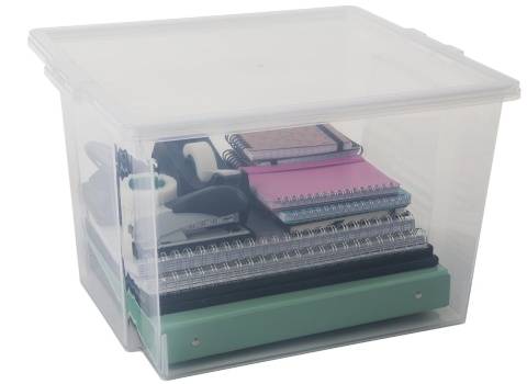 Iris Ohyama® Versatile Storage – Zestaw 6 Przezroczystych Pudełek / Pojemników do Przechowywania z Pokrywkami na Klips