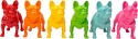 KARE Design® Perro Colore – Zestaw 6 Pop-Artowych Figurek Dekoracyjnych Buldog Francuski (9,5 x 4,5 x 8 cm / Komplet 6 Sztuk)