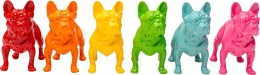 KARE Design® Perro Colore – Zestaw 6 Pop-Artowych Figurek Dekoracyjnych Buldog Francuski (9,5 x 4,5 x 8 cm / Komplet 6 Sztuk)