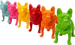 KARE Design® Perro Colore – Zestaw 6 Pop-Artowych Figurek Dekoracyjnych Buldog Francuski (9,5 x 4,5 x 8 cm / Komplet 6 Sztuk)