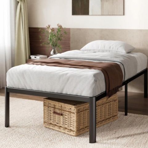 Zinus® Van – Metalowa Rama / Łóżko Platformowe (100 x 200 cm) – Wysokość 41 cm (36 cm Pod Łóżkiem)