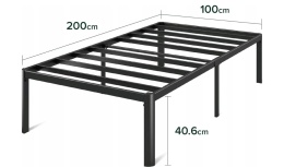 Zinus® Van – Metalowa Rama / Łóżko Platformowe (100 x 200 cm) – Wysokość 41 cm (36 cm Pod Łóżkiem)