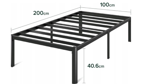 Zinus® Van – Metalowa Rama / Łóżko Platformowe (100 x 200 cm) – Wysokość 41 cm (36 cm Pod Łóżkiem)