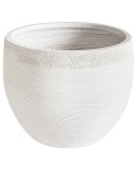 Beliani® Zakros – Okrągła Biała Donica Ogrodowa i Domowa (38 x 38 x 30 cm / Pojemność 19L) – Trwałe Włókno Gliniane
