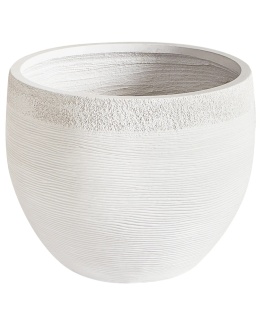 Beliani® Zakros – Okrągła Biała Donica Ogrodowa i Domowa (38 x 38 x 30 cm / Pojemność 19L) – Trwałe Włókno Gliniane