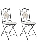 Beliani® – Zestaw 2 Składanych Krzeseł Ogrodowych / Bistro z Mozaiką Ceramiczną (40 x 45 x 90 cm)