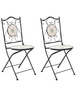 Beliani® – Zestaw 2 Składanych Krzeseł Ogrodowych / Bistro z Mozaiką Ceramiczną (40 x 45 x 90 cm)