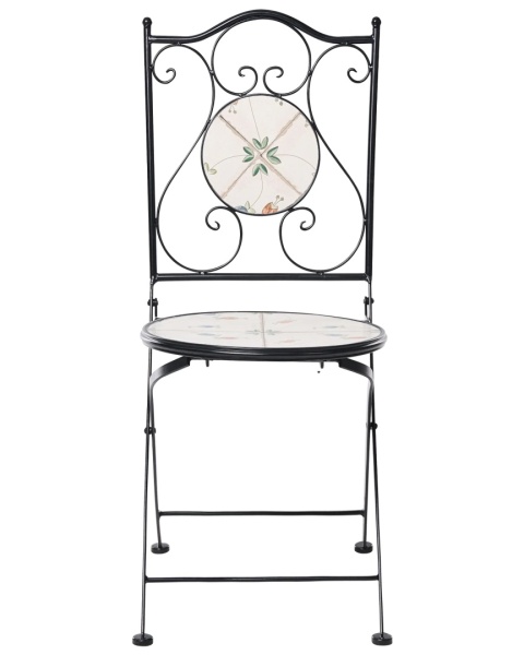 Beliani® – Zestaw 2 Składanych Krzeseł Ogrodowych / Bistro z Mozaiką Ceramiczną (40 x 45 x 90 cm)