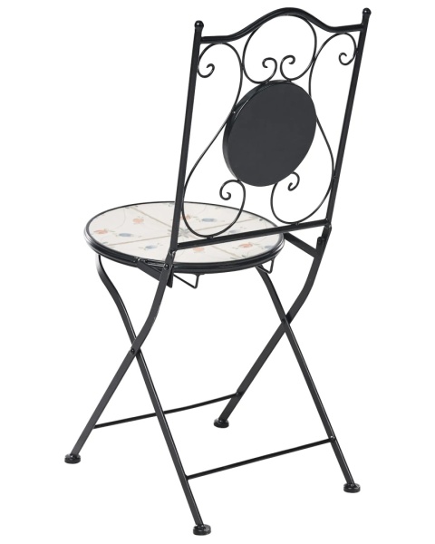 Beliani® – Zestaw 2 Składanych Krzeseł Ogrodowych / Bistro z Mozaiką Ceramiczną (40 x 45 x 90 cm)