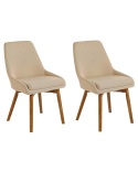Beliani® Melfort – Zestaw 2 Tapicerowanych Krzeseł do Jadalni (49 x 58 x 82 cm) – Beżowa Tkanina