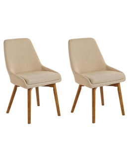Beliani® Melfort – Zestaw 2 Tapicerowanych Krzeseł do Jadalni (49 x 58 x 82 cm) – Beżowa Tkanina