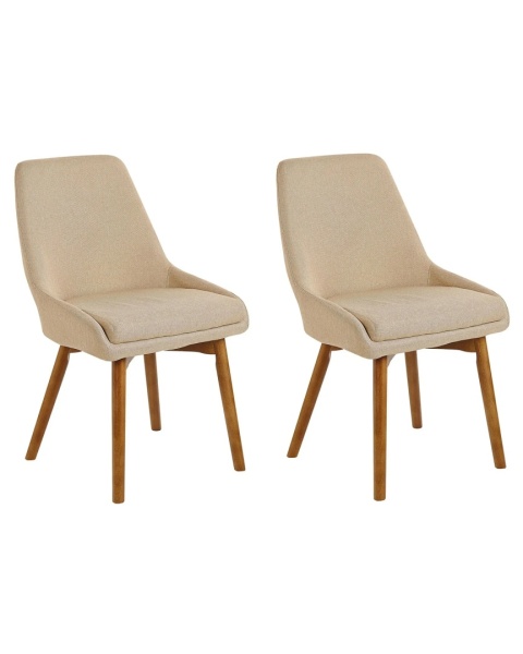 Beliani® Melfort – Zestaw 2 Tapicerowanych Krzeseł do Jadalni (49 x 58 x 82 cm) – Beżowa Tkanina