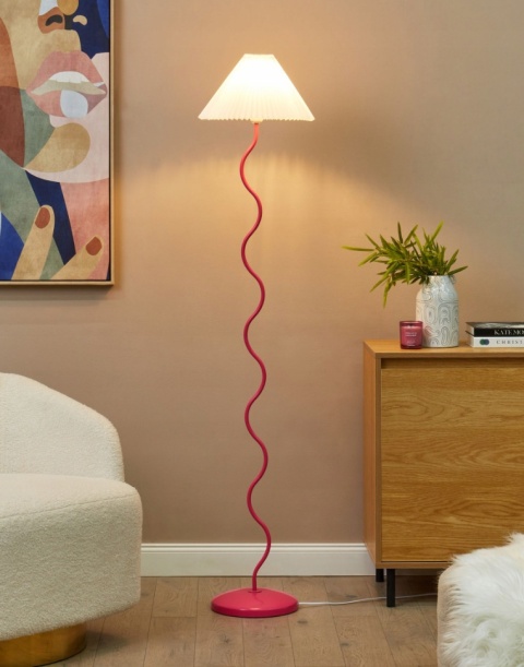 Beliani® Jikawo – Różowa Lampa Podłogowa w Stylu Retro (25 x 25 x 161 cm) – Falista Metalowa Podstawa