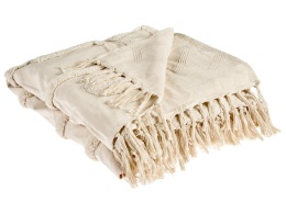 Beliani® Chack – Duży Koc / Narzuta Bawełniana z Frędzlami (190 x 190 cm) – Styl Boho, Tuftowany Wzór Geometryczny