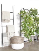 Beliani® Dalama – Okrągła Pleciona Pufa / Podnóżek w Stylu Boho (46 x 46 x 48 cm)