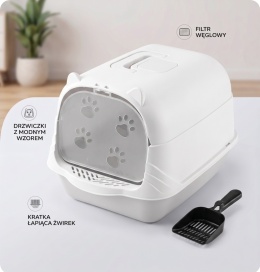 Smart Cat Pro KK01 – Duża Składana Zamknięta Kuweta dla Kota z Filtrem Zapachowym i Łopatką (50 x 35 x 34 cm)