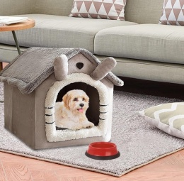 Smart Cave Velvet M – Pluszowy Ocieplany Domek / Legowisko Jaskinia dla Kota i Małego Psa (35 x 38 x 40 cm)
