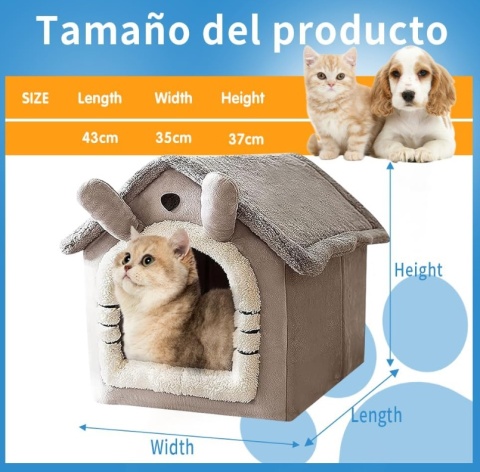 Smart Cave Velvet M – Pluszowy Ocieplany Domek / Legowisko Jaskinia dla Kota i Małego Psa (35 x 38 x 40 cm)