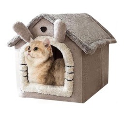 Smart Cave Velvet M – Pluszowy Ocieplany Domek / Legowisko Jaskinia dla Kota i Małego Psa (35 x 38 x 40 cm)