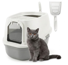 Smart Cat Pro– Duża Składana Zamknięta Kuweta dla Kota z Wyjściem Górnym i Kratką Filtrującą (60 x 41 x 41 cm)