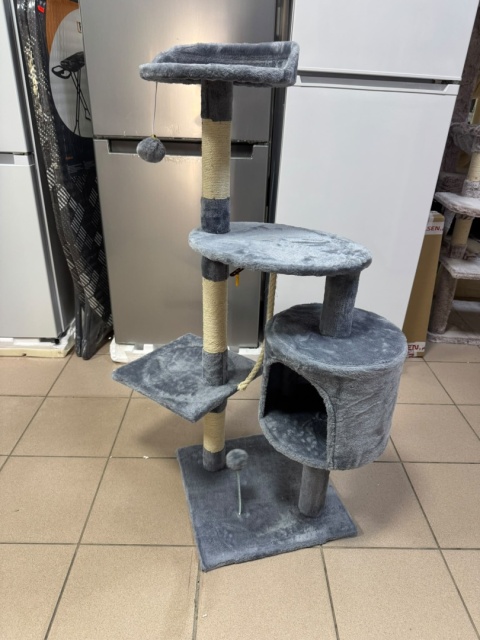 Wielopoziomowy Drapak dla Kota – 5-Poziomowe Centrum Zabawy z Liną i Budką (110 x 70 x 57 cm)