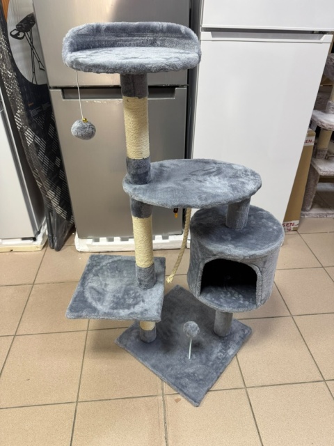 Wielopoziomowy Drapak dla Kota – 5-Poziomowe Centrum Zabawy z Liną i Budką (110 x 70 x 57 cm)