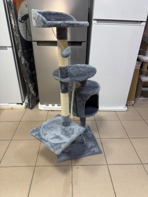 Wielopoziomowy Drapak dla Kota – 5-Poziomowe Centrum Zabawy z Liną i Budką (110 x 70 x 57 cm)
