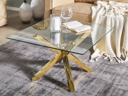 Beliani® Starlight – Kwadratowy Szklany Stolik Kawowy w Stylu Glamour (70 x 70 x 44 cm)