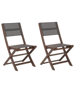 Beliani® Cesana – Zestaw 2 Składanych Krzeseł Ogrodowych z Drewna Akacjowego (57 x 50 x 90 cm)