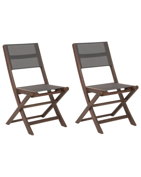 Beliani® Cesana – Zestaw 2 Składanych Krzeseł Ogrodowych z Drewna Akacjowego (57 x 50 x 90 cm)