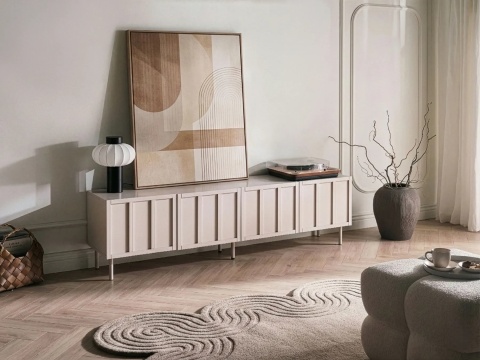 Beliani® Clunes – Modernistyczna Szafka RTV / Komoda pod Telewizor (180 x 40 x 50 cm) w Modnym Odcieniu Kaszmirowym