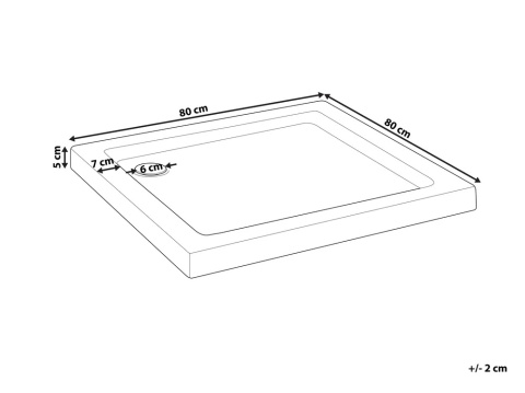 Beliani® Ampay – Kwadratowy Brodzik Prysznicowy z Syfonem i Korkiem Klik-Klak (80 x 80 x 5 cm)