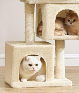 Smart Cat® Pro M – Mały Dwupoziomowy Drapak dla Kociąt i Małych Kotów z 2 Domkami (40 x 30 x 67 cm)
