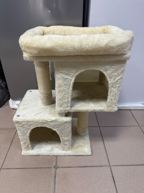 Smart Cat® Pro M – Mały Dwupoziomowy Drapak dla Kociąt i Małych Kotów z 2 Domkami (40 x 30 x 67 cm)