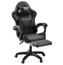Ergonomiczny Obrotowy Fotel Gamingowy i Biurowy z Podnóżkiem Player (Czarny)