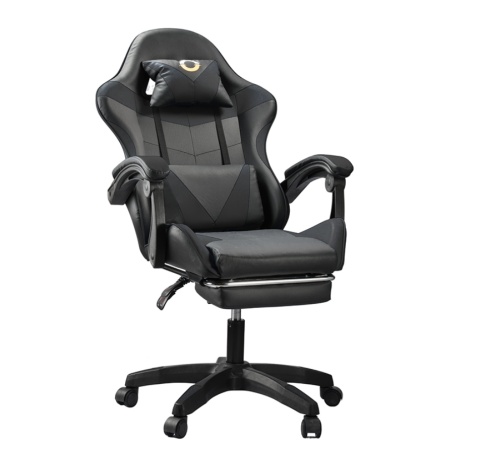 Ergonomiczny Obrotowy Fotel Gamingowy i Biurowy z Podnóżkiem Player (Czarny)