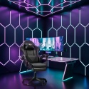 Ergonomiczny Obrotowy Fotel Gamingowy i Biurowy z Podnóżkiem Player (Czarny)