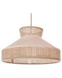 Beliani® BATALI – Elegancka Lampa Wisząca Rattanowa z Welurowym Akcentem (45 x 45 x 167 cm)