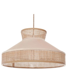 Beliani® BATALI – Elegancka Lampa Wisząca Rattanowa z Welurowym Akcentem (45 x 45 x 167 cm)