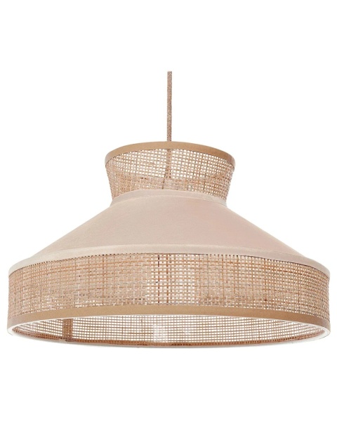 Beliani® BATALI – Elegancka Lampa Wisząca Rattanowa z Welurowym Akcentem (45 x 45 x 167 cm)