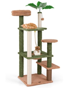 Smart Cat® Forest Oasis – Wysoki Drapak dla Kota Stylizowany na Drzewo ze Sztuczną Rośliną i Szczotką (49 x 48 x 152 cm)