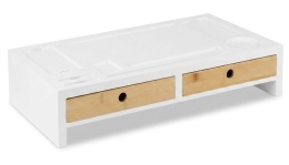 Relaxdays® – Ergonomiczna Podstawka pod Monitor z 2 Szufladami i Organizerem XL (58,5 x 32,5 x 11 cm)