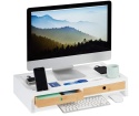Relaxdays® – Ergonomiczna Podstawka pod Monitor z 2 Szufladami i Organizerem XL (58,5 x 32,5 x 11 cm)
