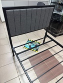 Vasagle® DUPON – Minimalistyczne Łóżko Metalowe Tapicerowane z Miękkim Wezgłowiem (90 x 200 cm / 207 x 91,5 x 104 cm)