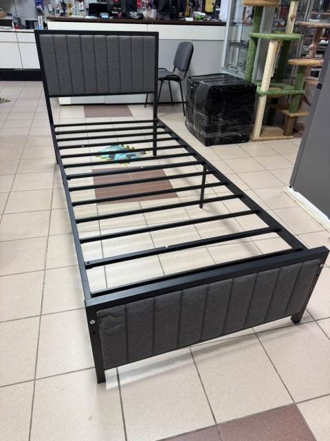 Vasagle® DUPON – Minimalistyczne Łóżko Metalowe Tapicerowane z Miękkim Wezgłowiem (90 x 200 cm / 207 x 91,5 x 104 cm)