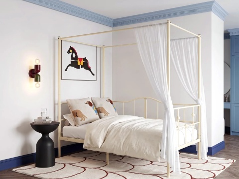 Beliani® ARTONNE – Eleganckie Metalowe Łóżko z Baldachimem (90 x 200 cm / 207 x 96 x 193 cm)