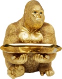KARE Design® Gorilla Butler – Designerska Złota Figurka Dekoracyjna z Tacą (28,5 x 32 x 37 cm)
