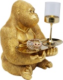 KARE Design® Gorilla Butler – Designerska Złota Figurka Dekoracyjna z Tacą (28,5 x 32 x 37 cm)